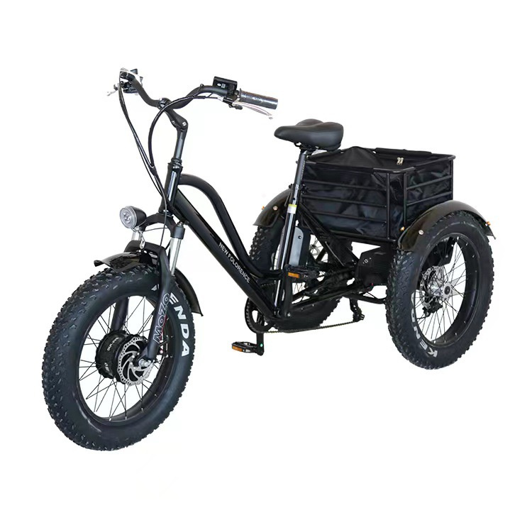 E-Tricycle 20Inch Fat Tire Tricycles Triciclo Electric Trike 500W Tricycle Three Wheels Adult Cargo Electric Bike With Basket