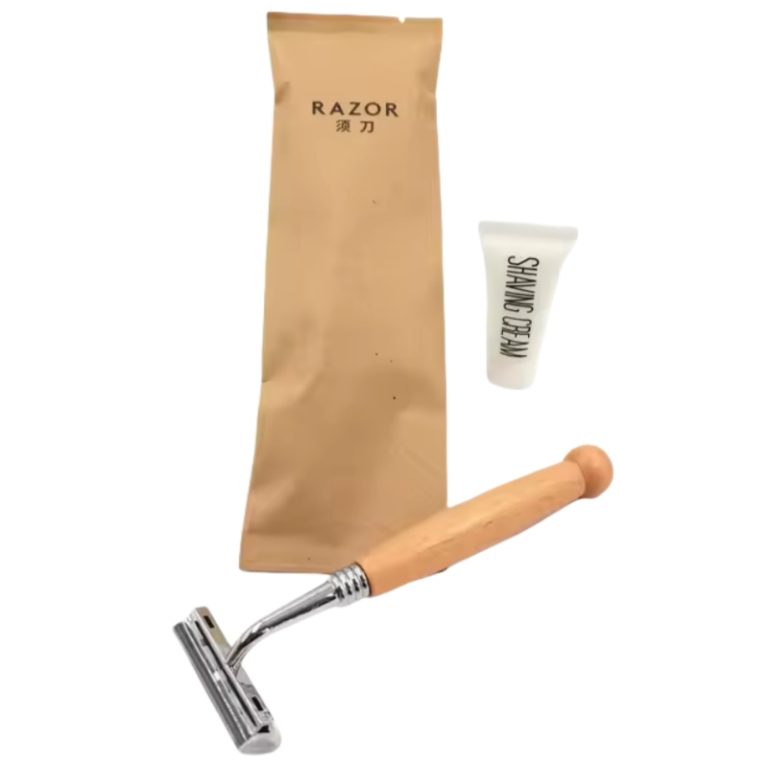 Reusable bamboo shaving kit, recyclable packaging, Maldives eco-friendly amenities