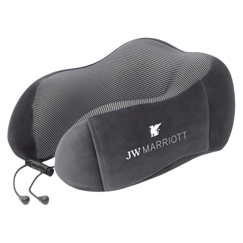 Customizable Hotel Neck Pillow – Gold-Thread Embroidery Options